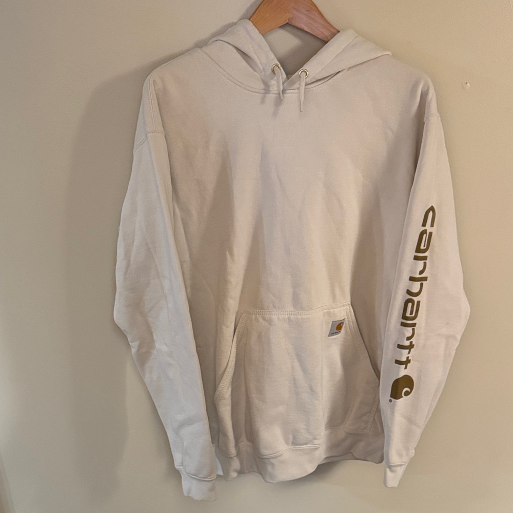 Carhartt Women’s Off-White Oversized Hoodie with Brown Logo